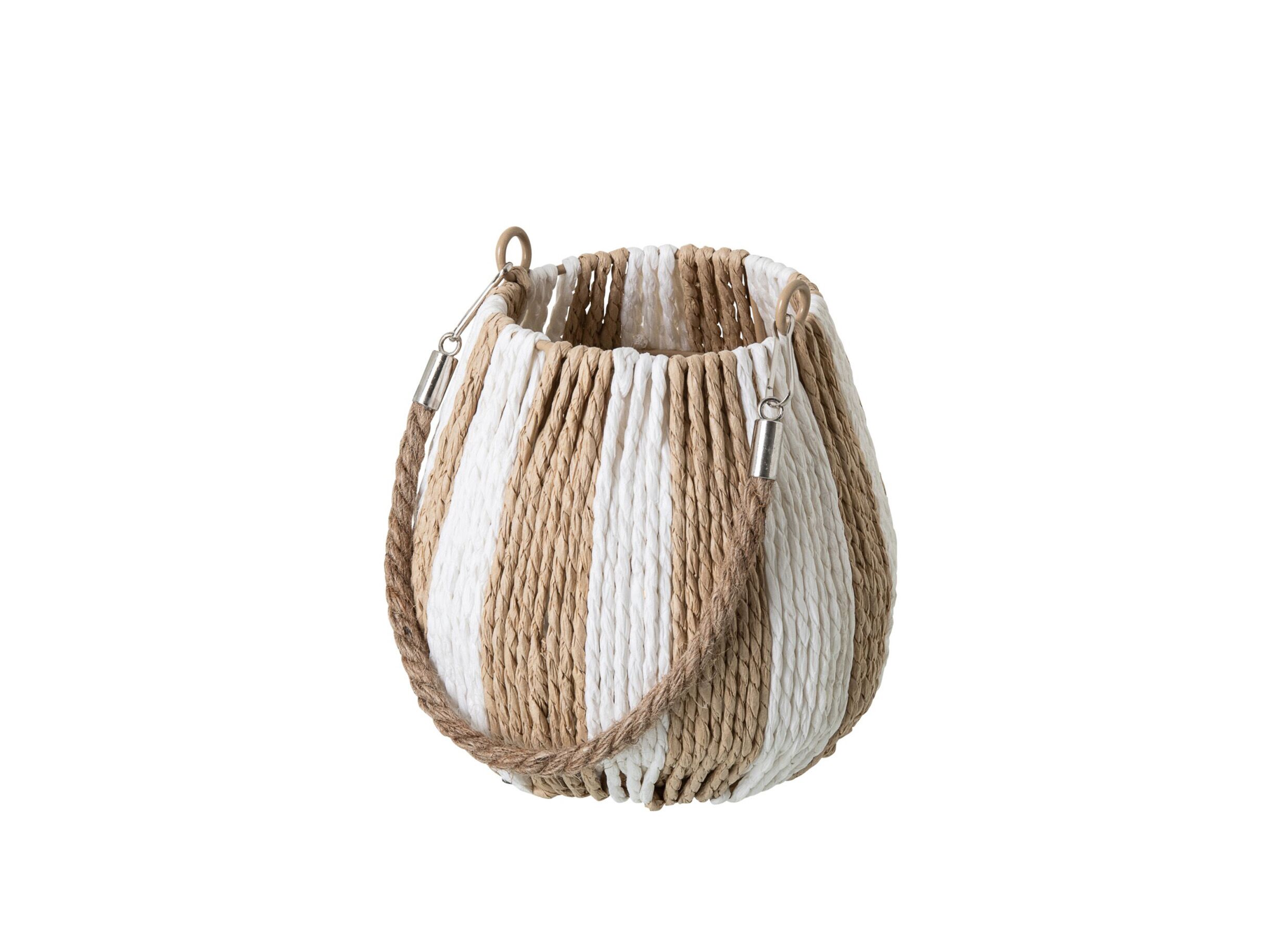 Lantaarn H16cm - papier - wit & naturel - Lanterne H16cm - papier - blanc & naturel