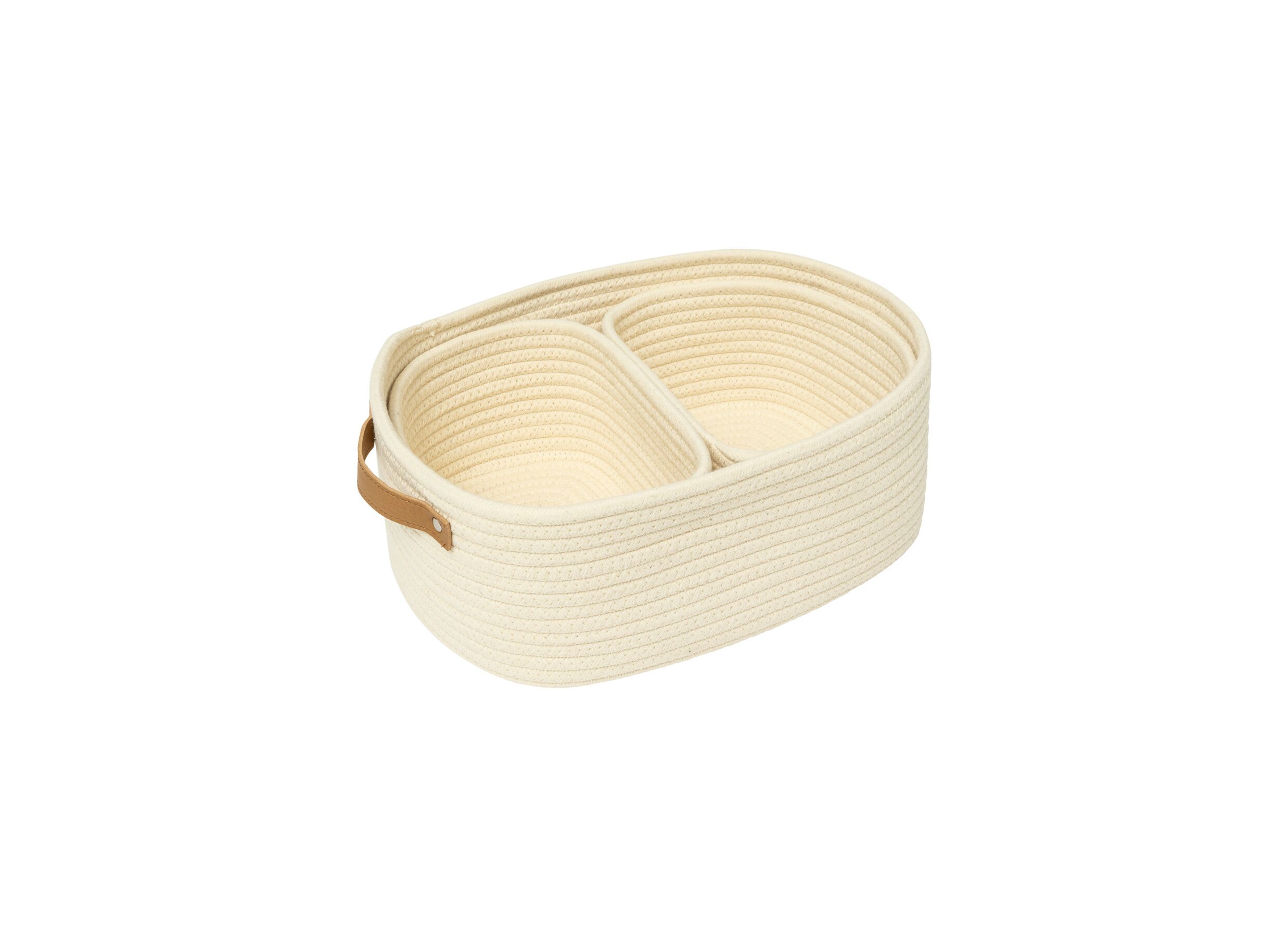 Plus Important - Panier Duo 35x25x12cm - fibre de polyester - ivoire lot de 3