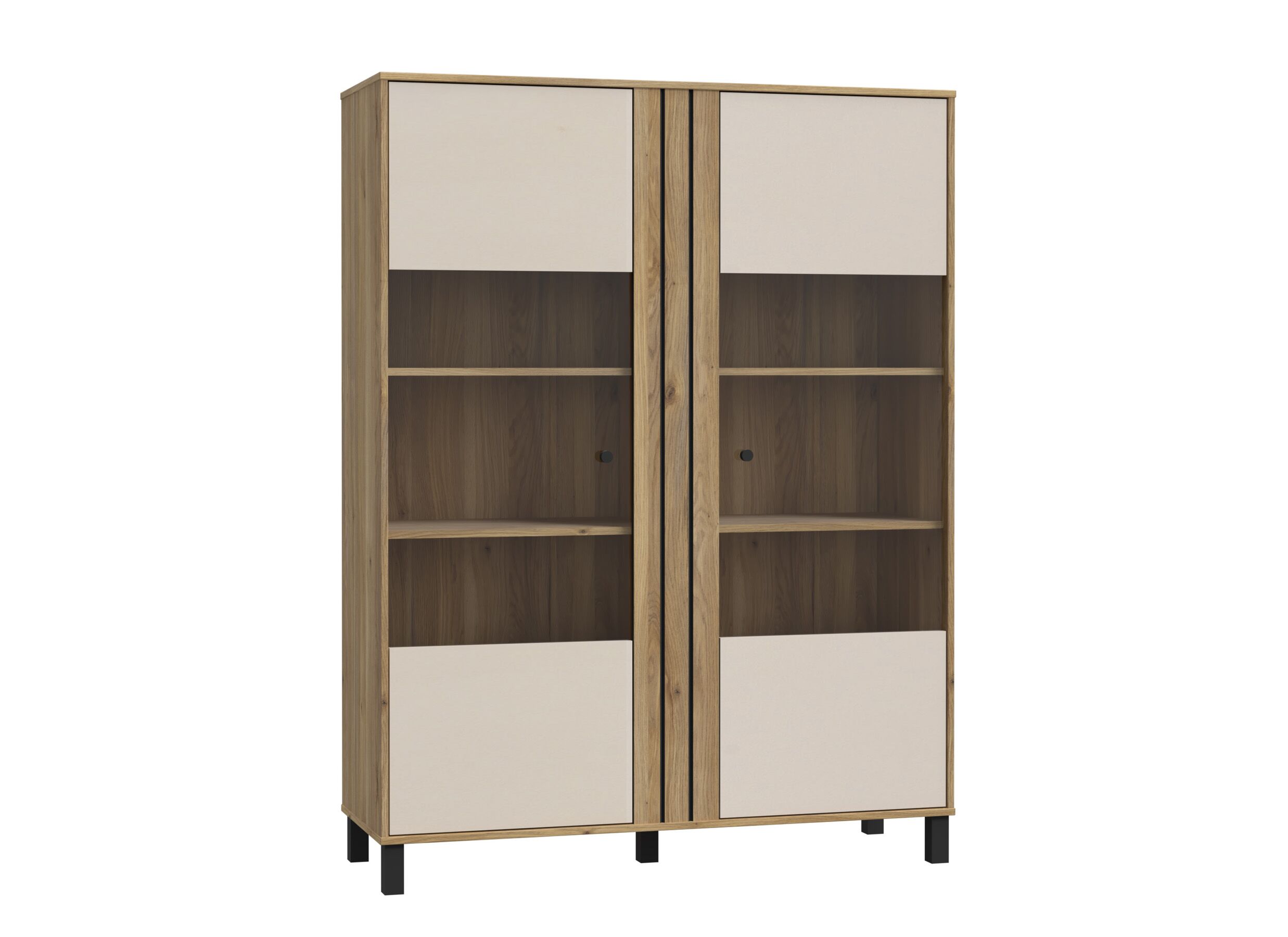 Overzichtsfoto - Vitrinekast Killarney 121cm - decor - mauvela oak/sand