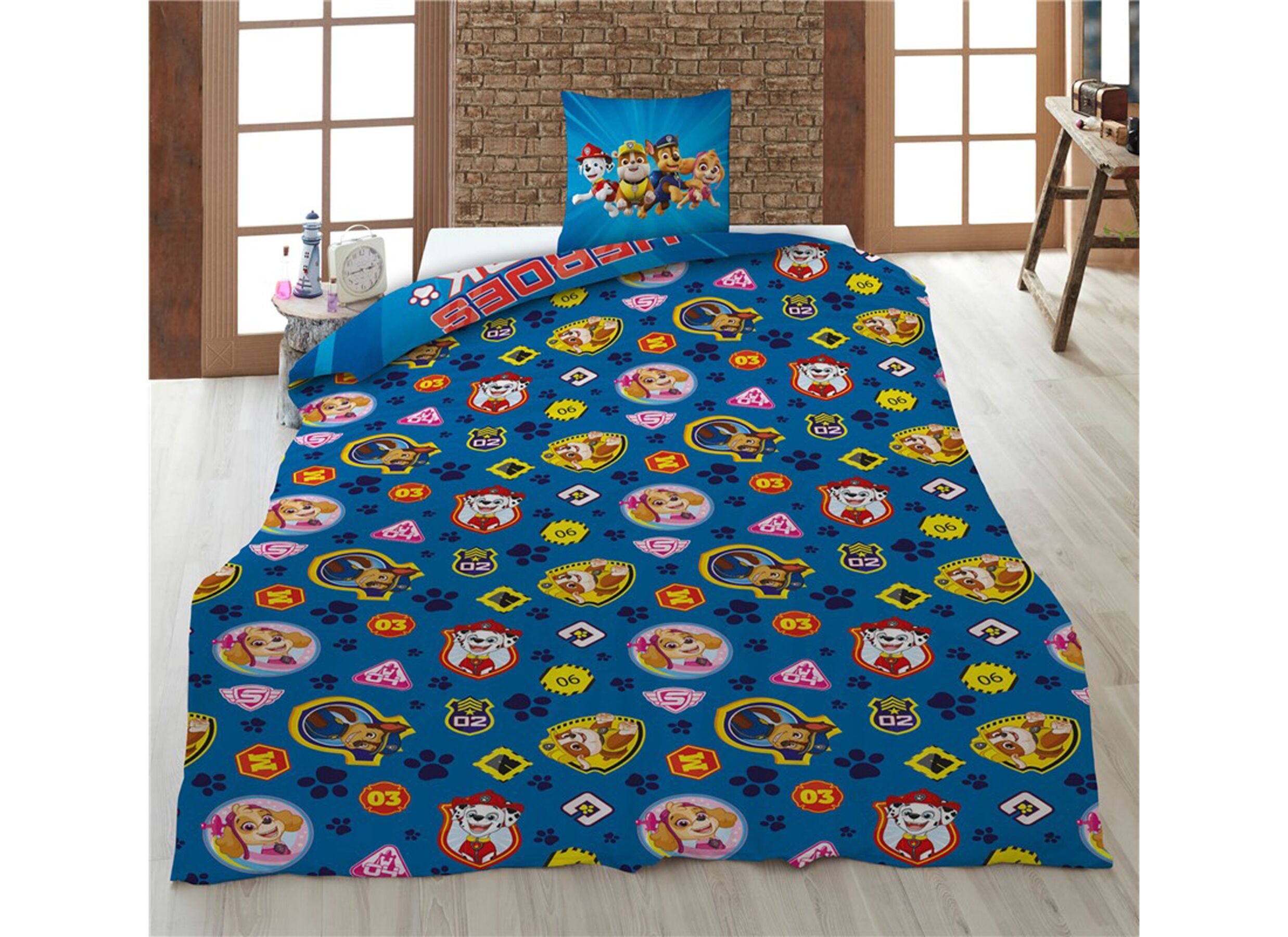Plus Important - Housse de couette Paw Patrol 140x200cm - coton - bleu