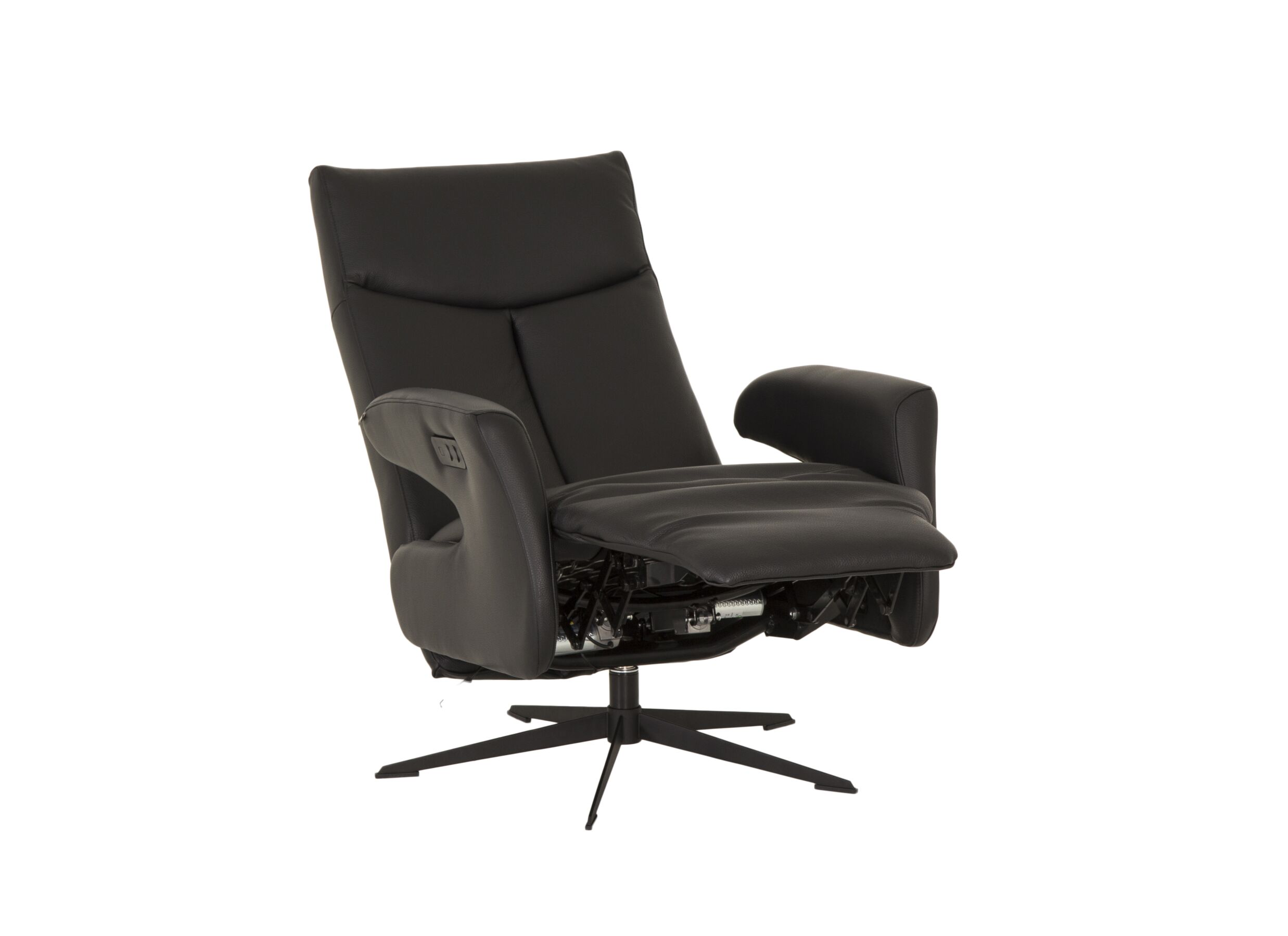 Relaxzetel 8001 elektrisch - leder - zwart