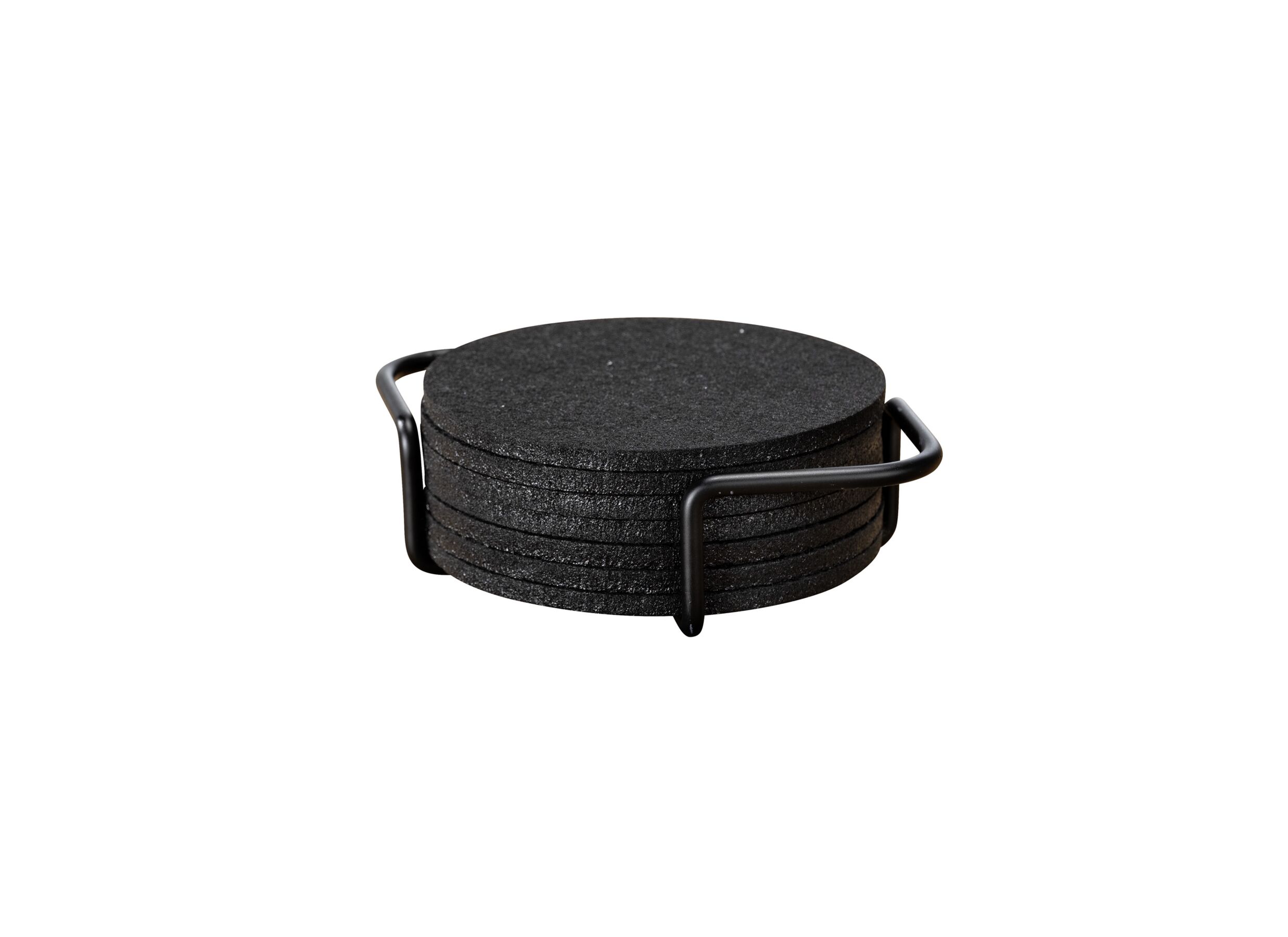 Sous-verre Folze lot de 9 - Sous-verre Folze Ø10cm - feutre - noir lot de 9