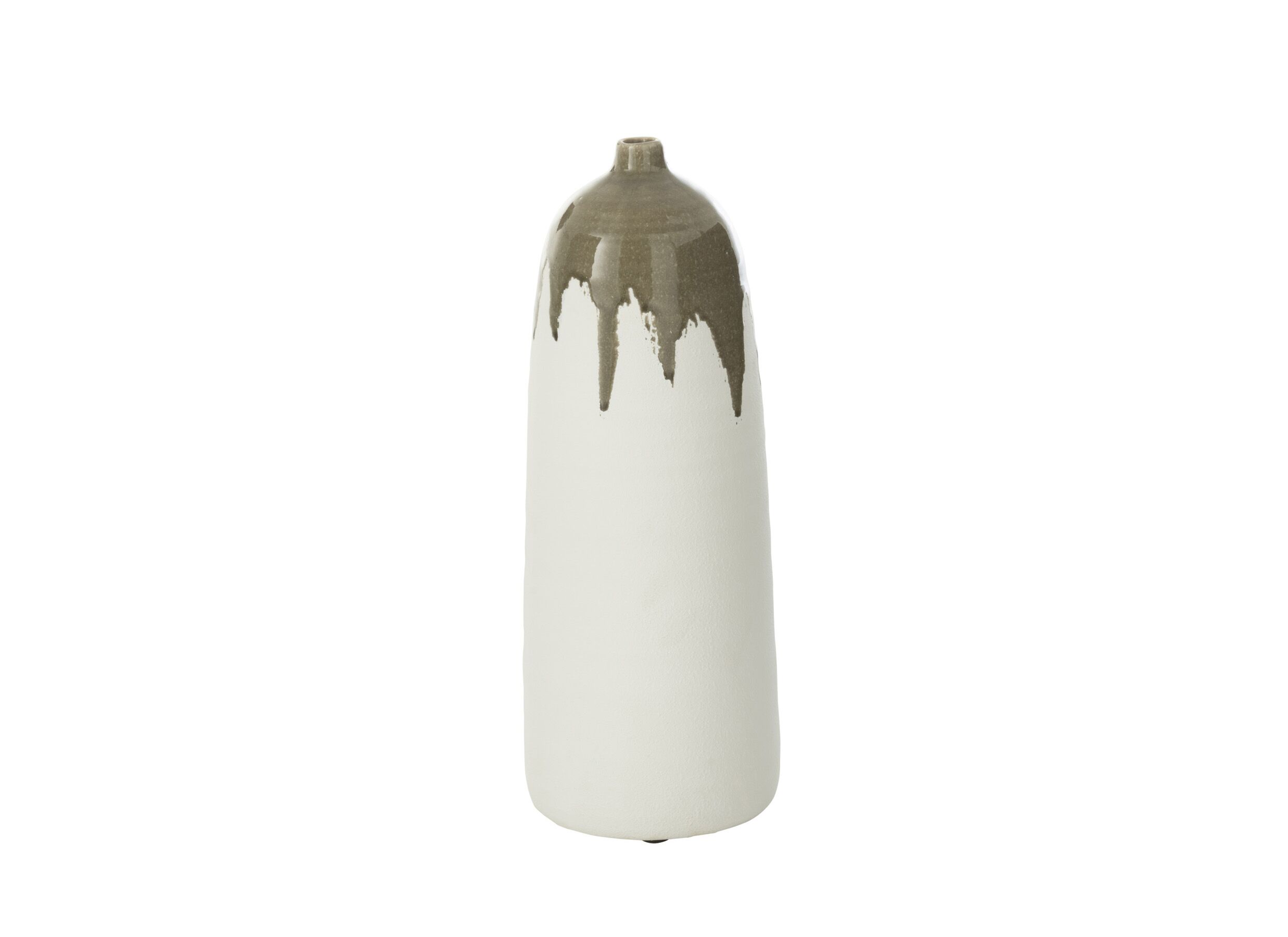 Vaas Olea Ø18x47cm - keramiek - olijfgroen/wit - Vase Olea Ø18x47cm - céramique - vert olive/blanc