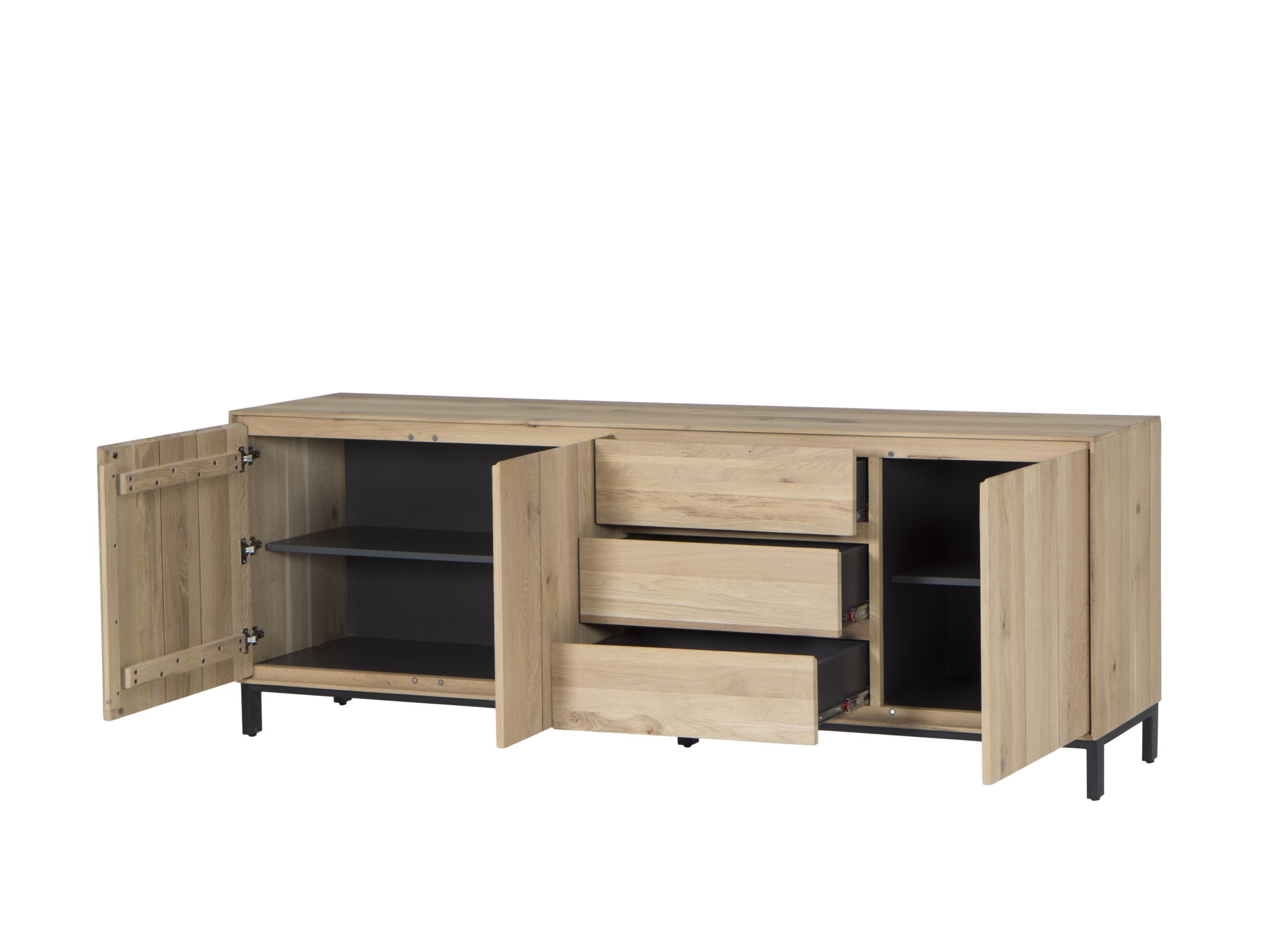 Buffet Polar 225cm - chêne massif & décor - naturel