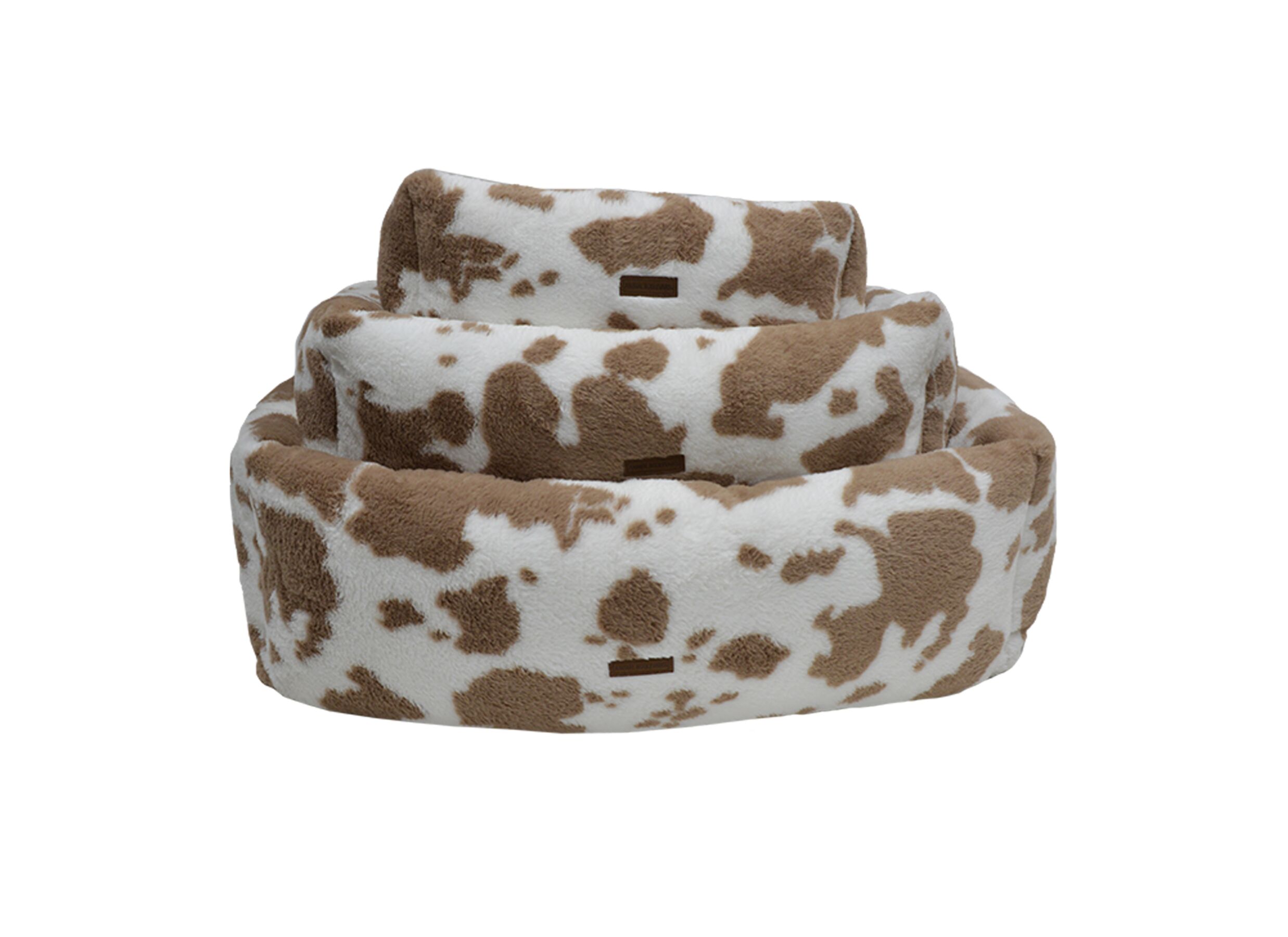 Photo ensemble - Panier pour chien Cow Plush Classic 95x75x30cm - tissu - blanc & marron