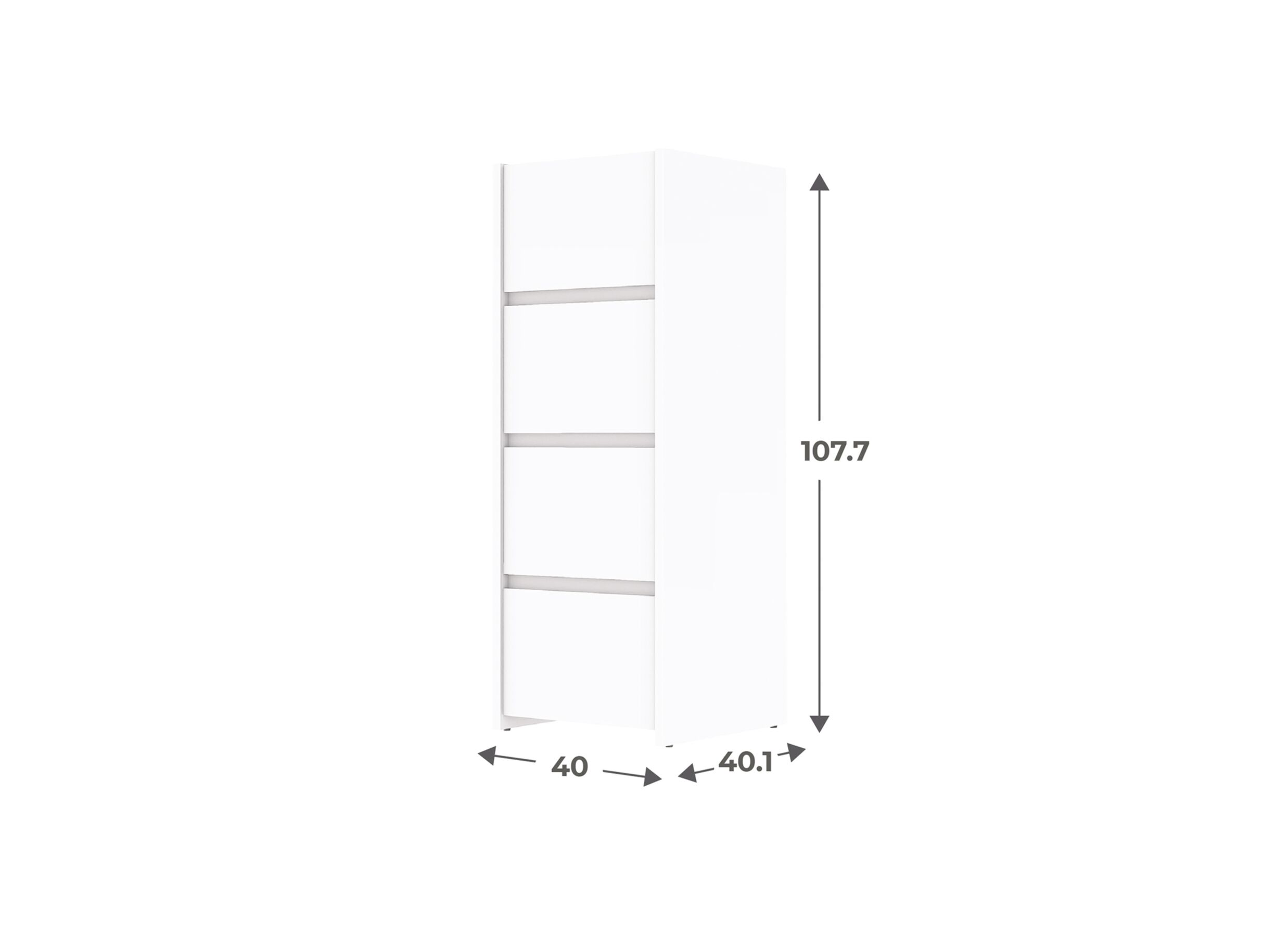 Afmetingen - Ladekast Mosaik 40x40x108cm - decor - wit