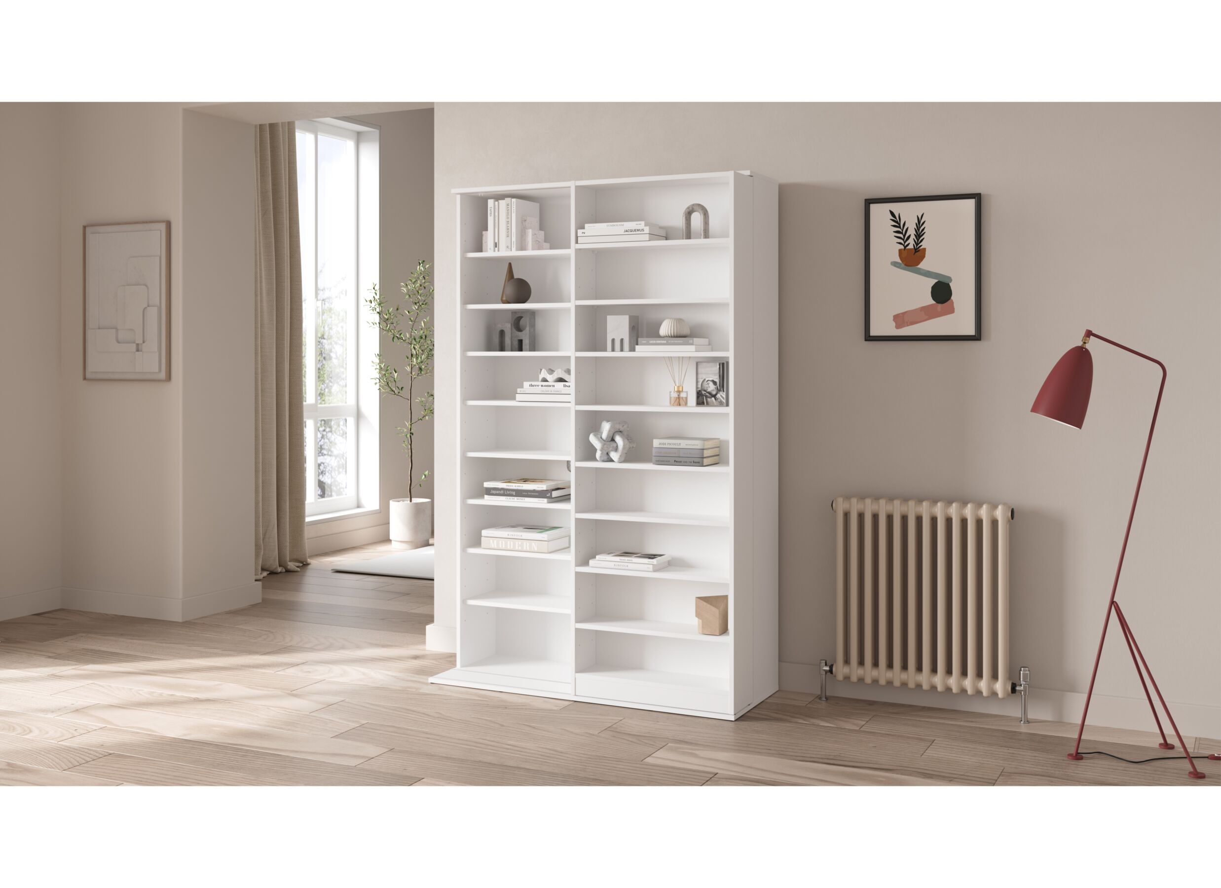 Sfeerfoto - Boekenrek Bento 117x44x179cm - decor - wit