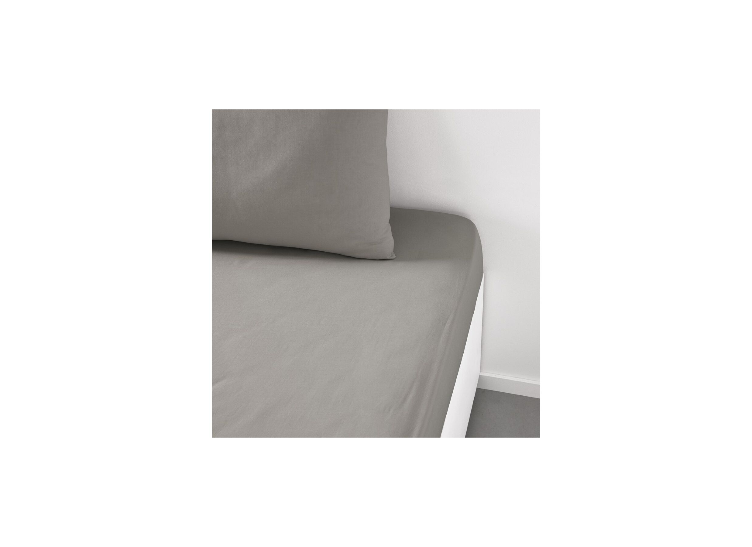 Drap-housse 90x190cm coton taupe - Drap-housse 90x190cm coton taupe