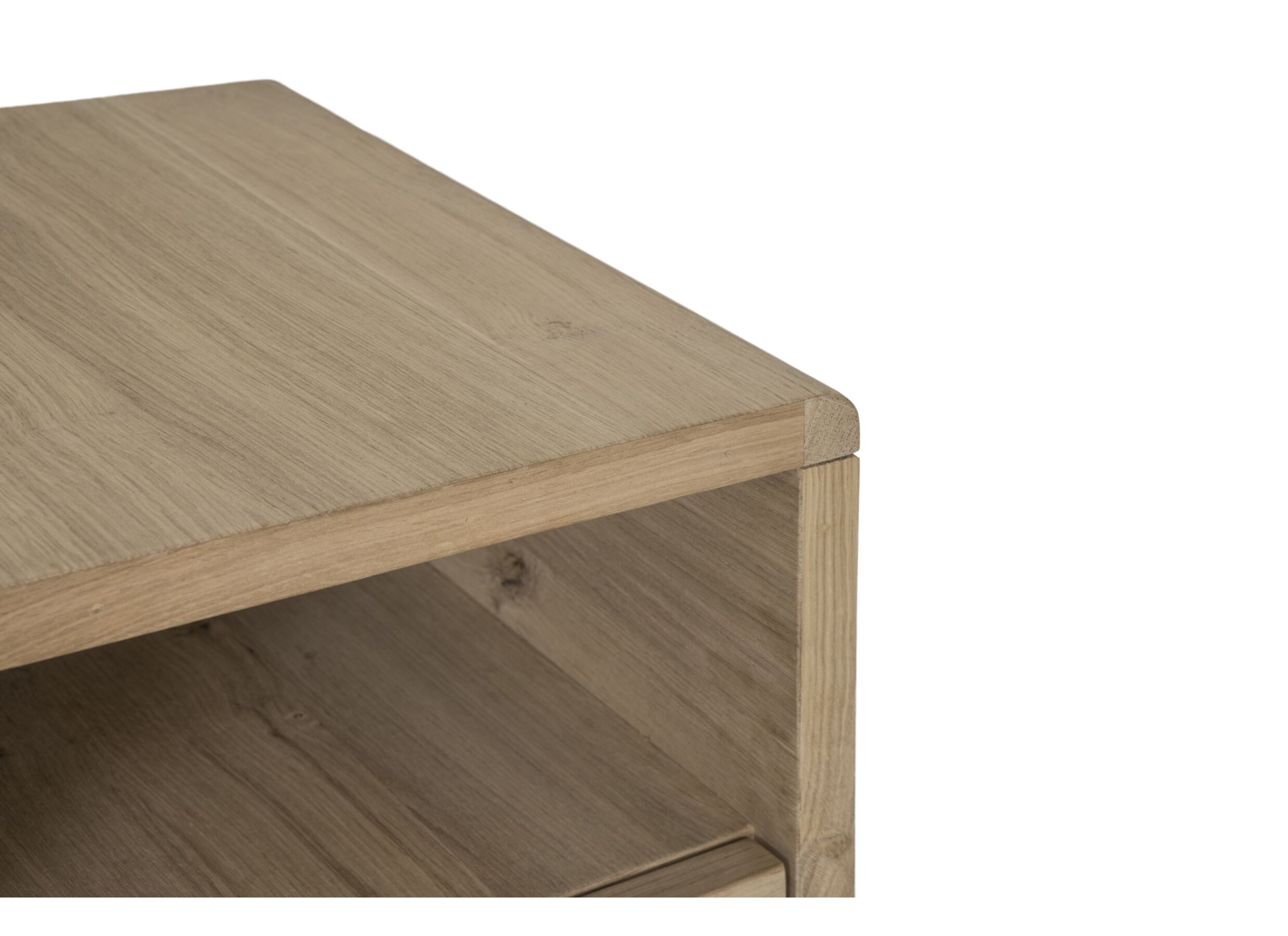 Table de chevet Notte 40x40x40cm - chêne massif & placage & décor - naturel