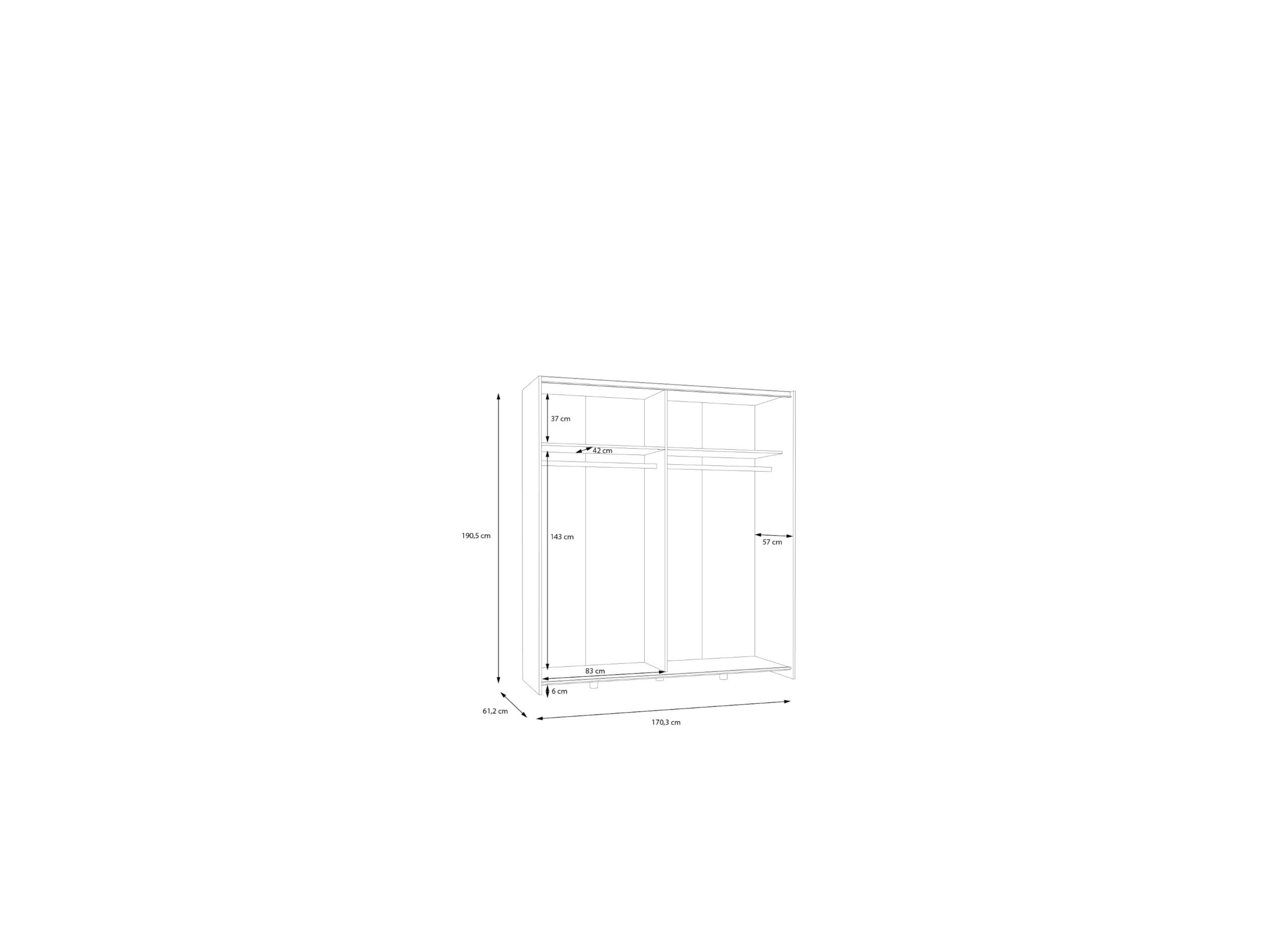 Schuifdeurkast Schach & Matt 170cm - decor - wit