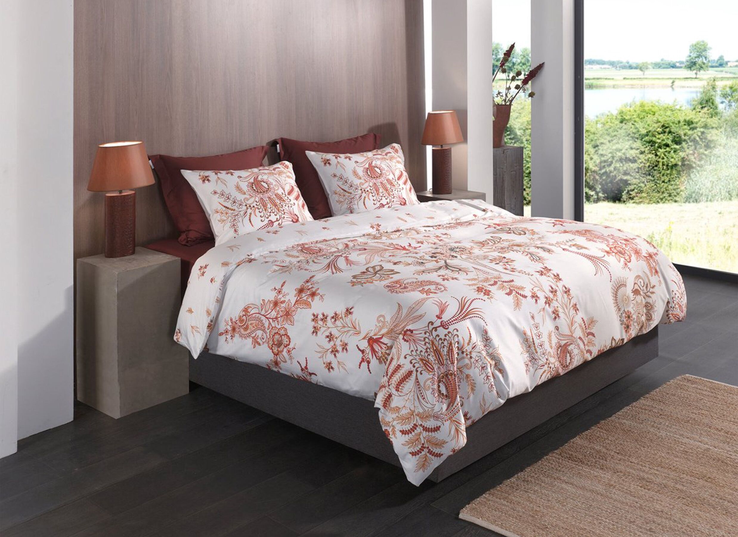 Foto ambiance - Housse de couette Heckettlane Ceyda 240x220cm - satin de coton - blanc