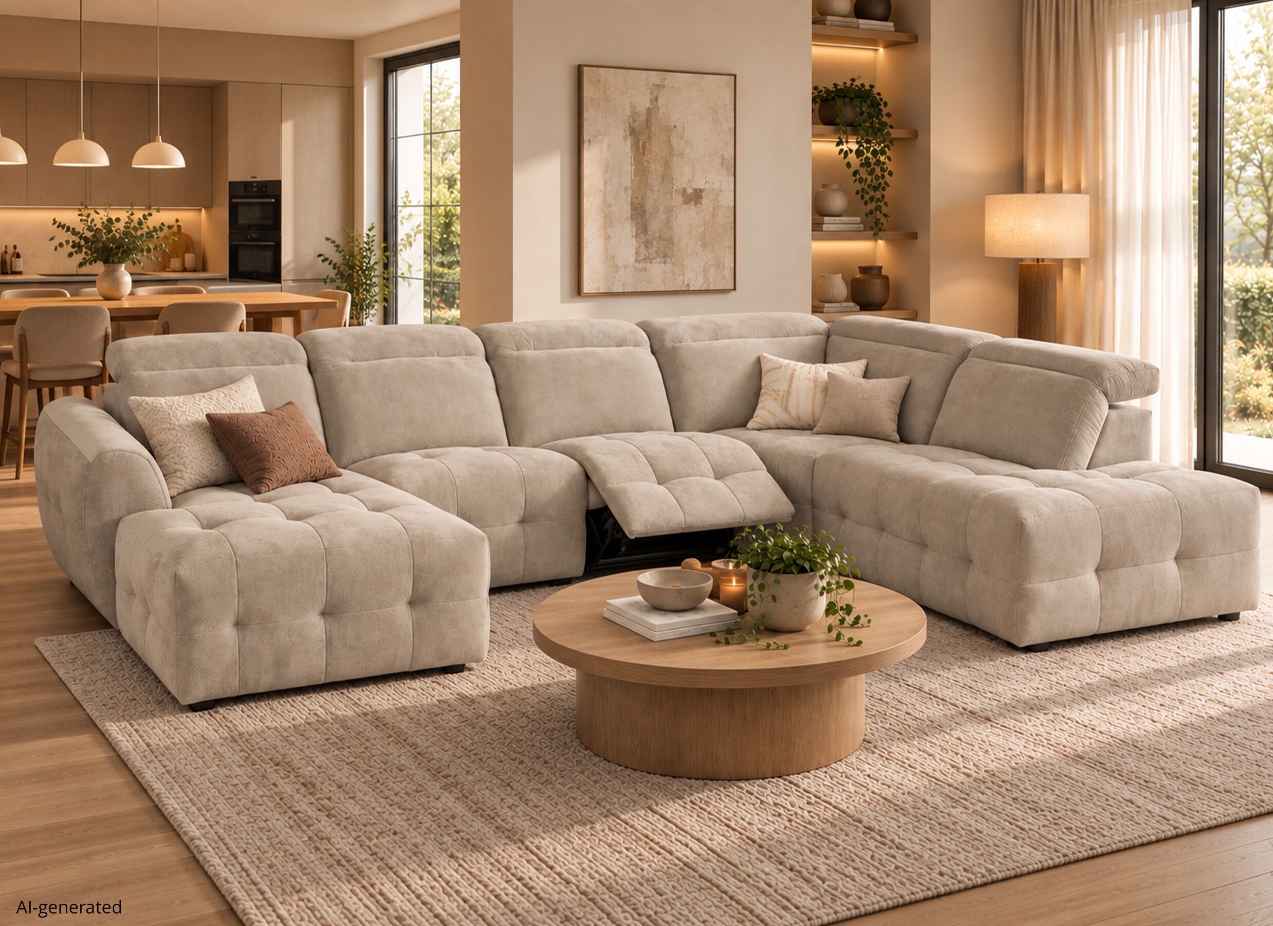 AI Generated - Hoeksalon Ivy 389x257cm - stof - linen met relax