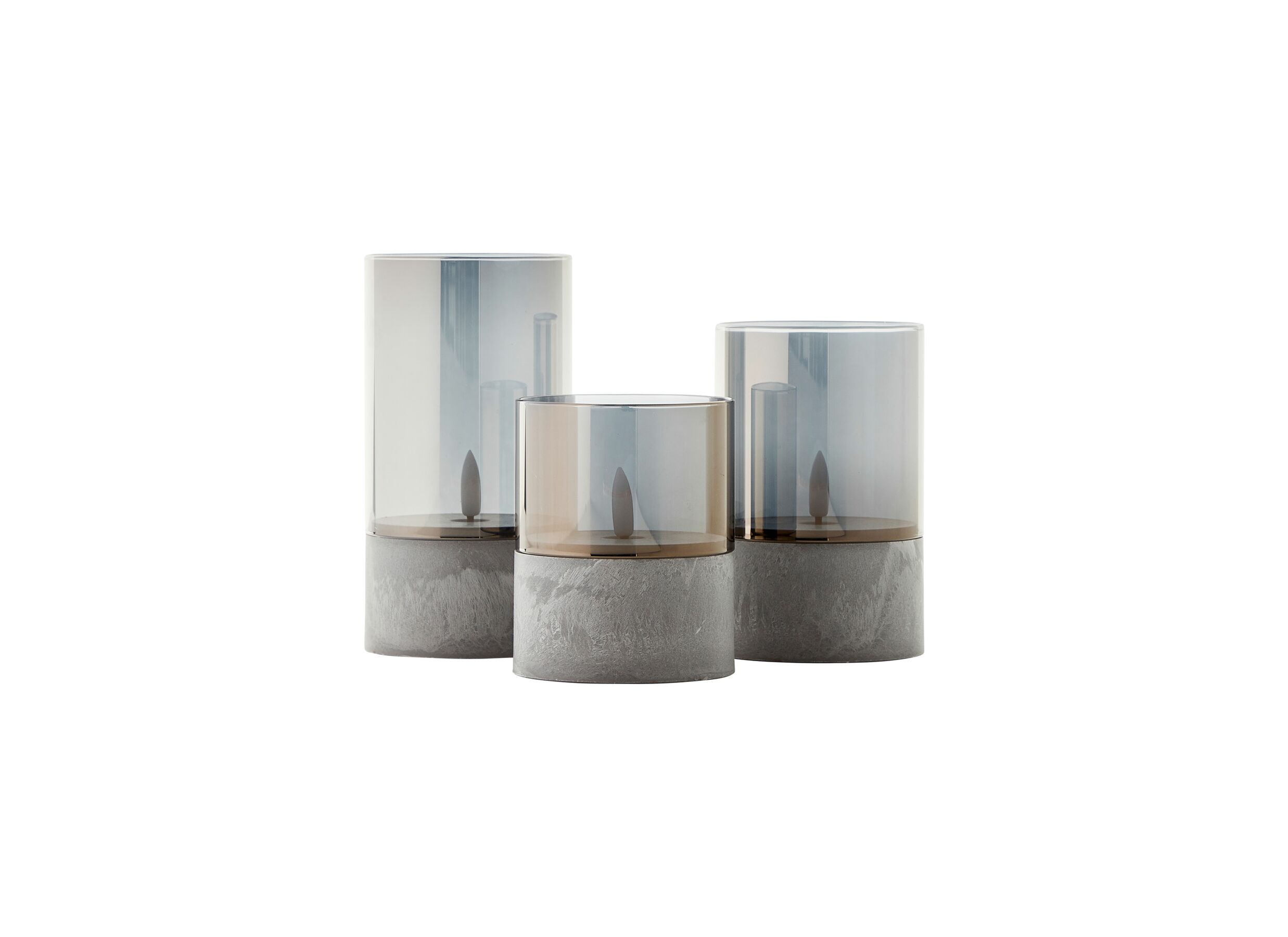 Overzichtsfoto - Ledkaars Bougie H15cm - kunststof/glas - grijs