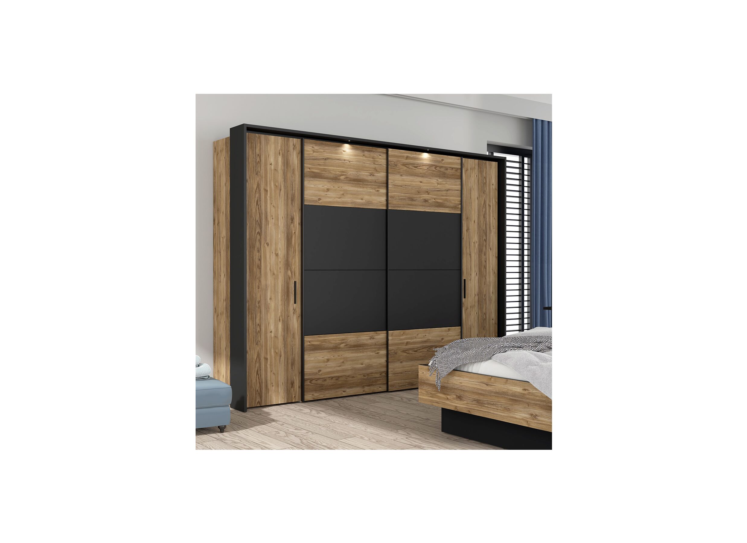 Garde-robe Jabim 279cm - décor - brun/noir