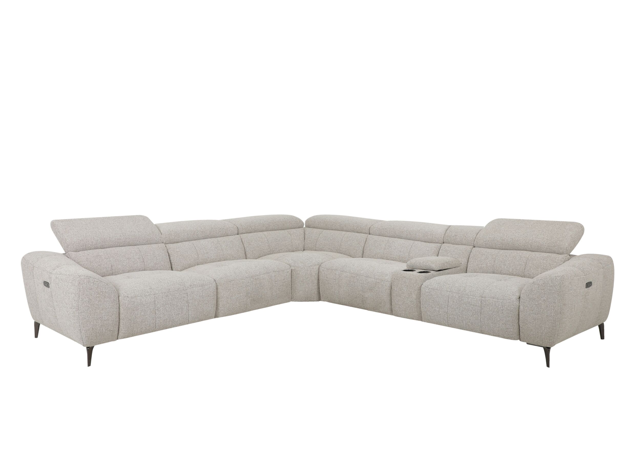 Aperçu - Canapé d'angle Talk 295x327cm - tissu - gris avec relax