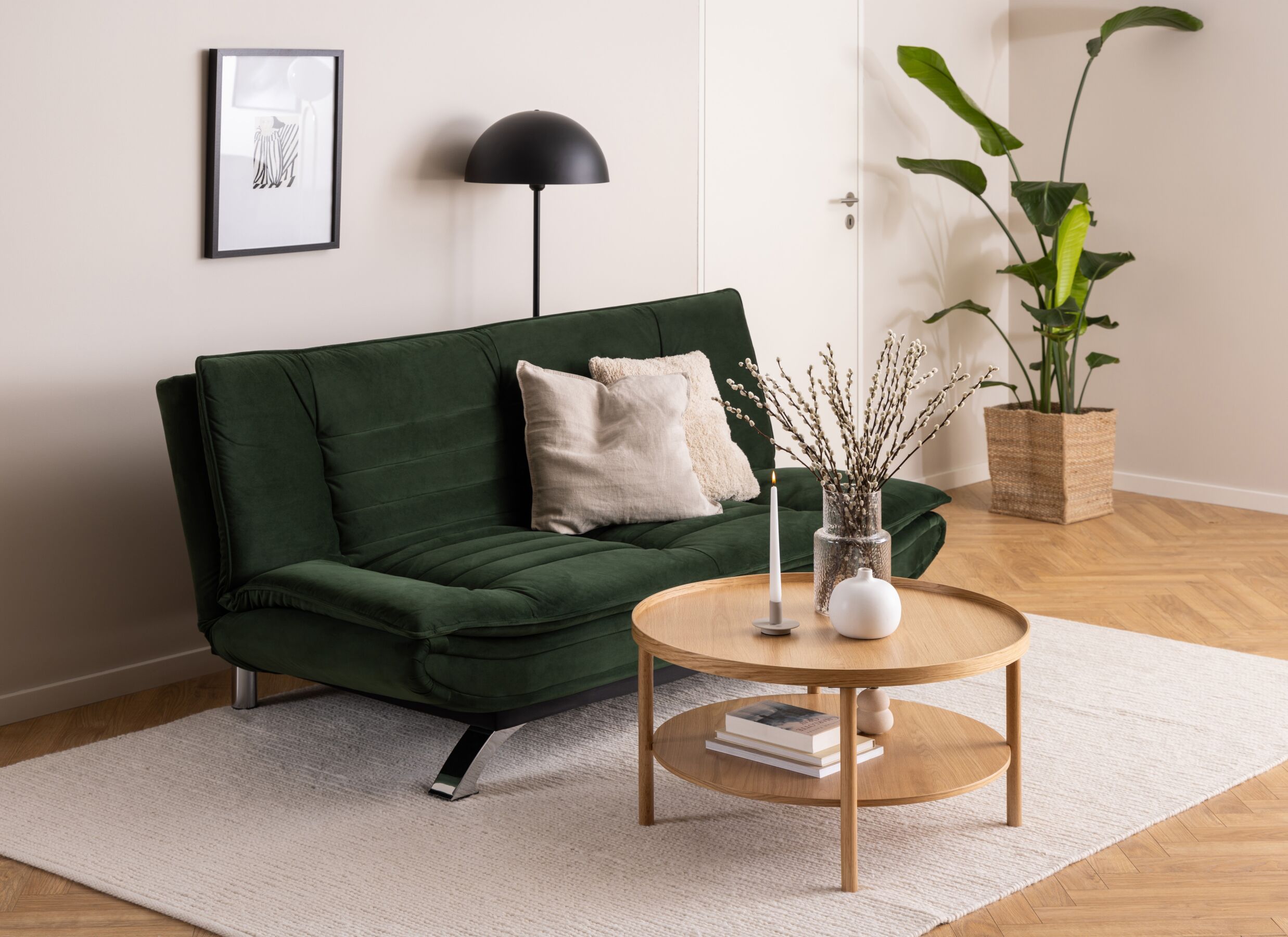 Foto ambiance - Table basse Ø80 - placage chêne - brun