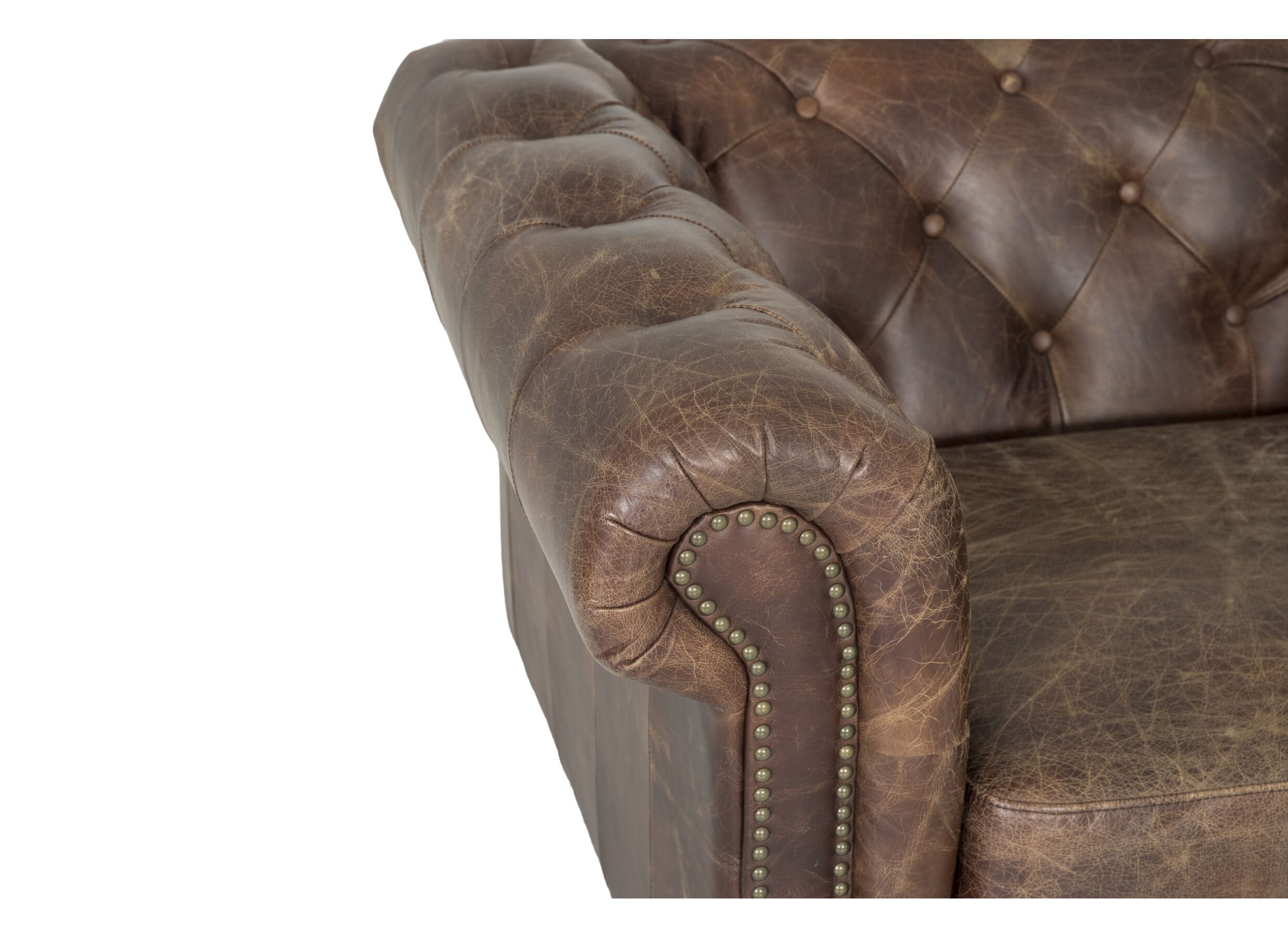 Detail - Chesterfield Stanley 1 place cuir marron