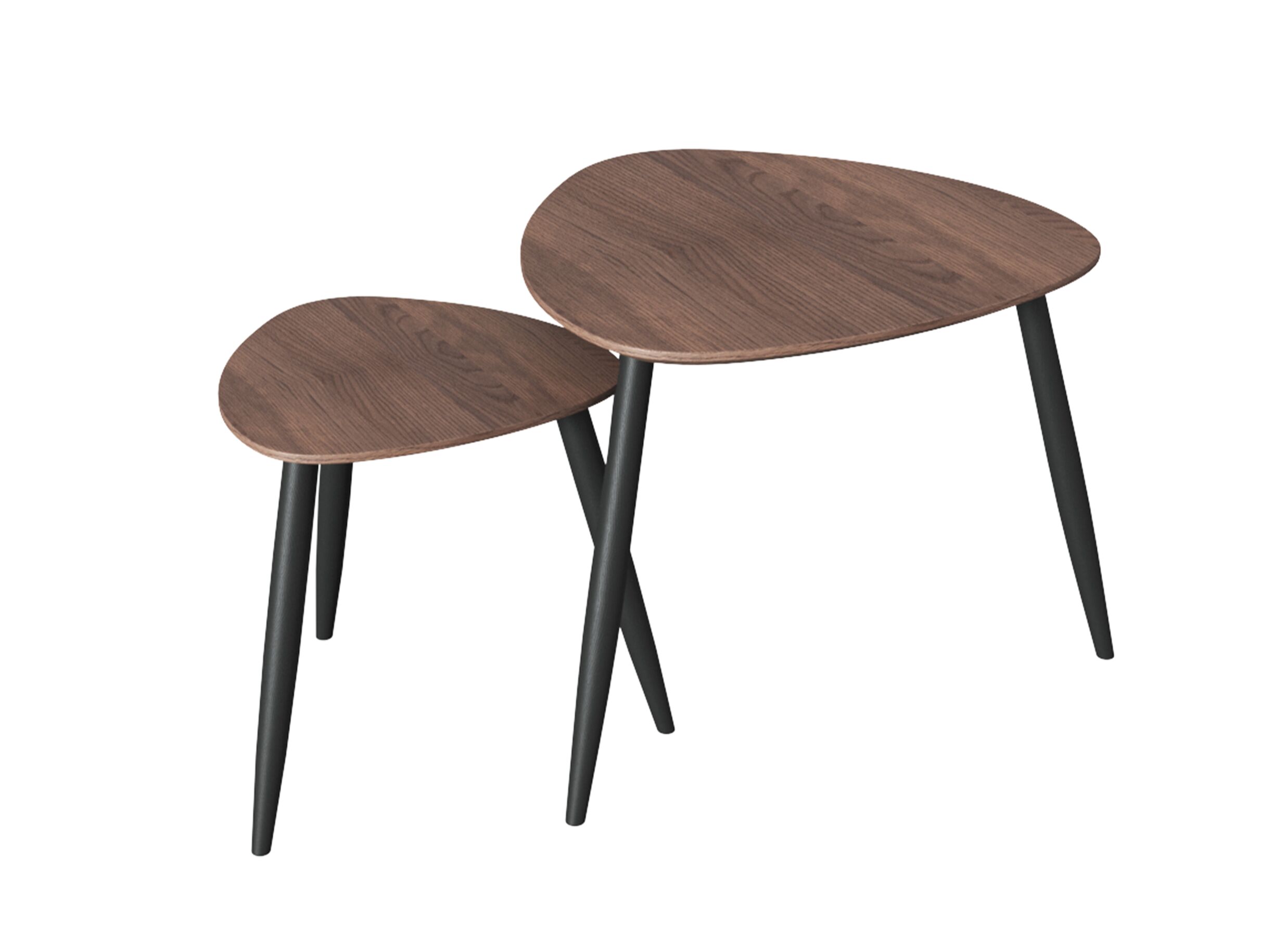 Overzichtsfoto - Bijzettafel Mileo Ø40cm & Ø60,5cm - MDF - walnoot set van 2