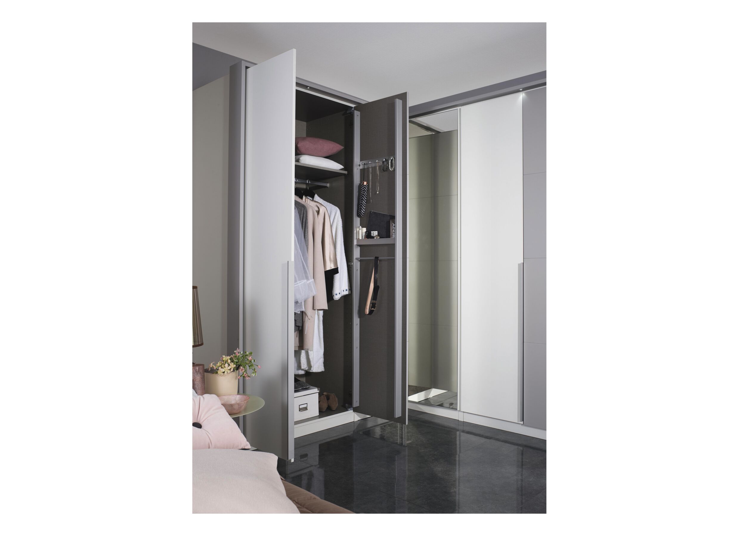 Garde-robe 226cm - décor - gris métallique/chêne artisanal