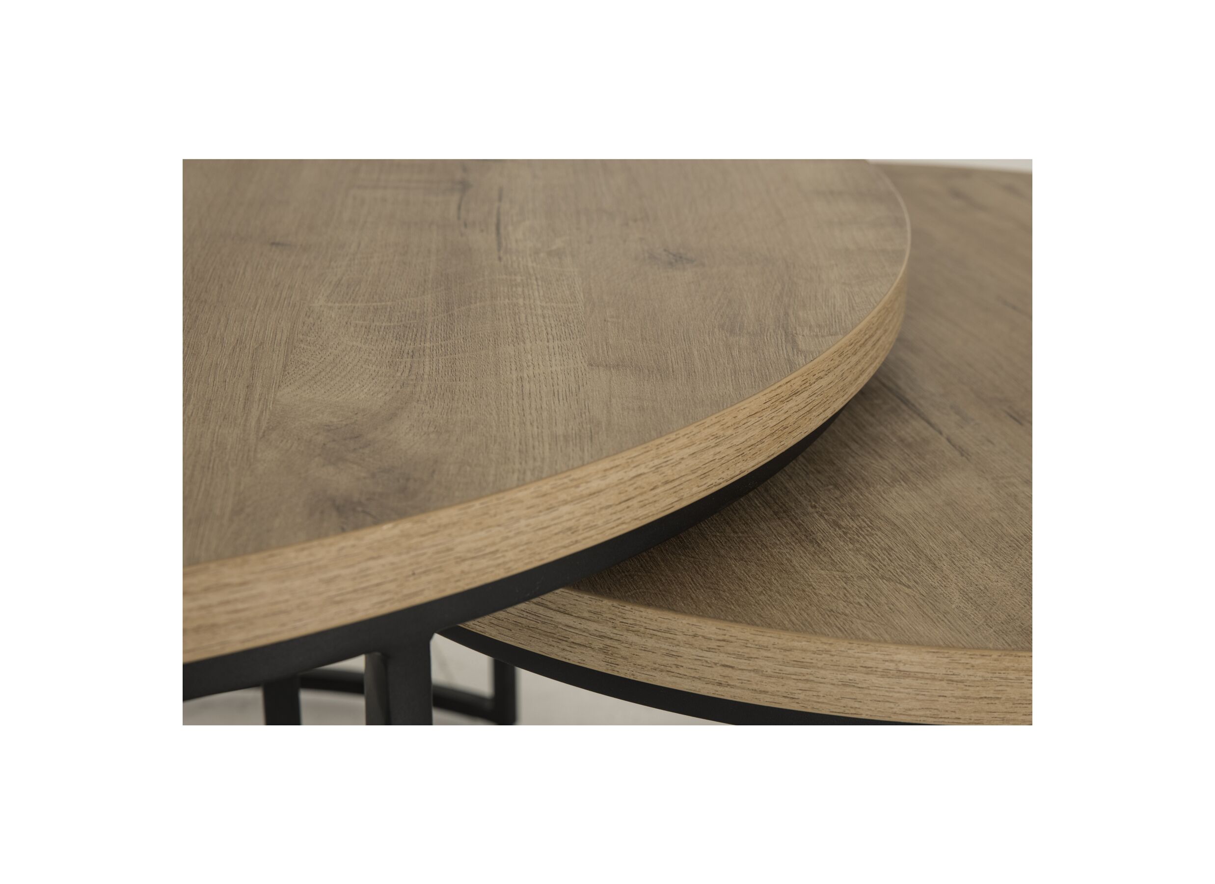 Detailfoto - Bijzettafel Cronos Ø80cm - decor eik - naturel - set van 3