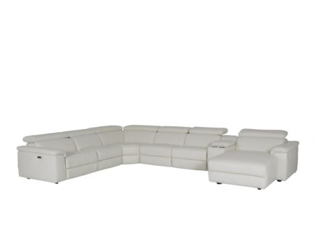Hoeksalon Play 430x315cm - wit - leder met relax
