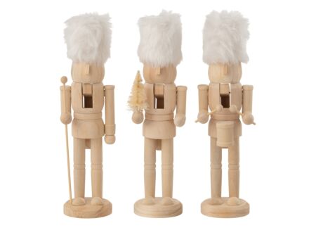 Notenkraker 3 stks Hout & bont - naturel & wit