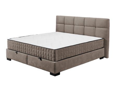 Bedbox Nagol A 160x200cm - stof - stone met opbergruimte