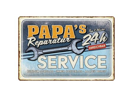 Plakkaat Papa's Service 20x30cm - metaal - multicolor