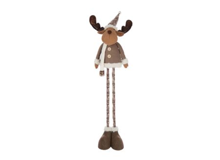 Kerstdecoratie Eland Telescopische Winterkleren 35x26x180cm - polyester - meerkleurig