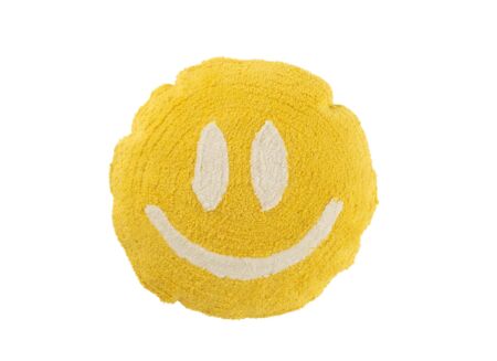 Kussen Smiley Ø45cm - katoen - geel
