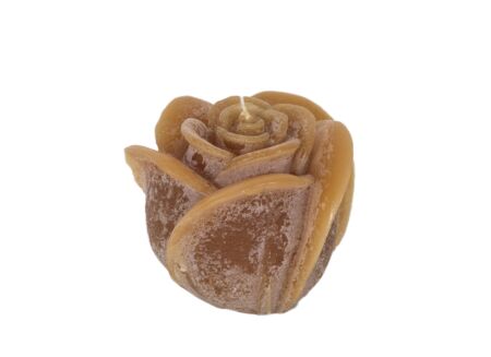 Kaars Roses Sculptures M Ø12x10cm - rustiek - cognac