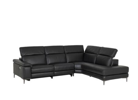 Hoeksalon After 295x232cm - leder - zwart met relax