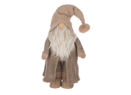 Kerstdecoratie Kerstman Winter Sweater 35x18x89cm - polyester - taupe & gebroken wit