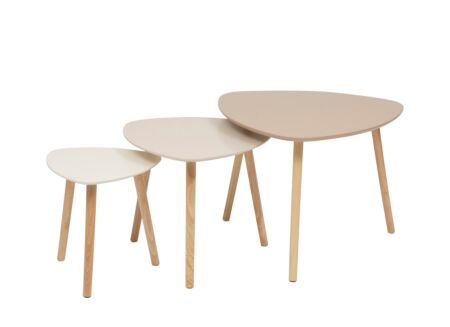 Bijzettafel Mileo hevea & MDF - beige & naturel set van 3