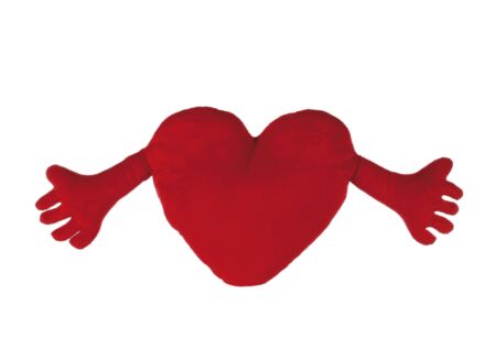 Kussen Heart With Arms 70x30cm - stof - rood