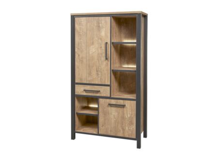 Barkast 107cm - decor - oranje teakhout/matzwart