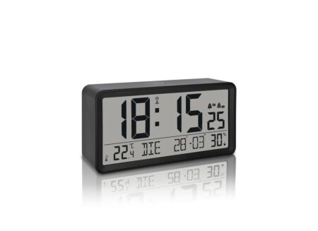 Klok Digitaal XXL 20x6,5cm - kunststof - zwart