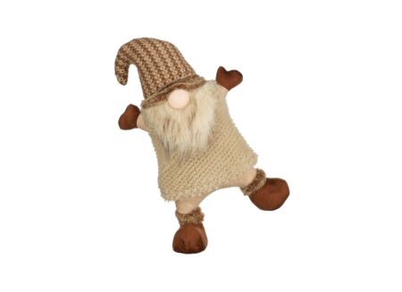 Kerstdecoratie Gnoom 25x12x38cm - stof - bruin