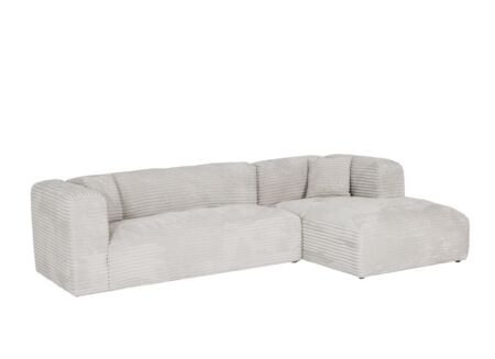 Hoeksalon Nuoro HB 295x170cm - ribfluweel - wit