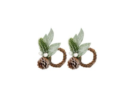 Servetring Sneeuw Ø10cm groen/bruin set van 2
