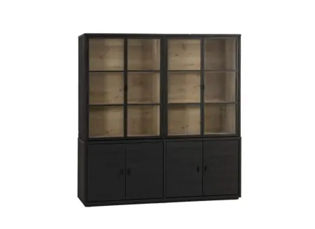 Vitrine Mauri chêne massif 230cm - Vitrine Mauri 230cm - chêne massif - noir
