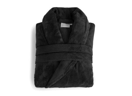 Badjas L flanel zwart