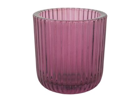 Theelichthouder Ribs Ø9x9cm - glas - paars