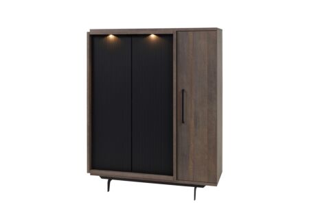Barkast Trentino 131cm - melamine - gouden eik/matzwart