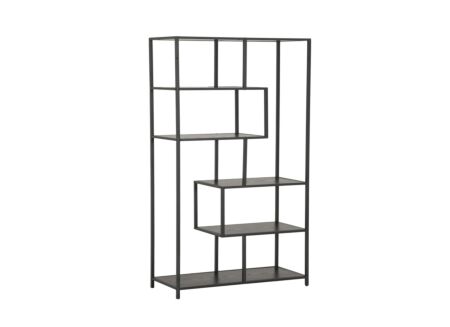 Opbergrek Tower 114x30x185cm - melamine metaal - zwart