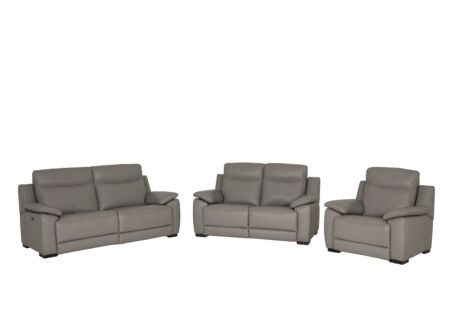 Zetel Curry  2,5+2+1-zit - leder - asgrijs met relax