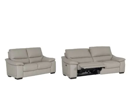 Canapé Elegy  3+2 places cuir gris hard foam avec relax - Canapé Elegy  3+2 places - cuir - gris avec relax