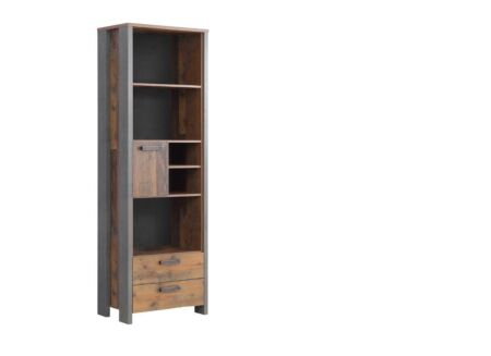 Boekenkast Clif 67x42x205cm - meubelplaat - old wood/beton