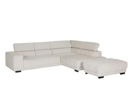 Overzichtsfoto - Hoeksalon Satellite-S 323x222cm - stof - naturel met poef en zitdiepteverstelling