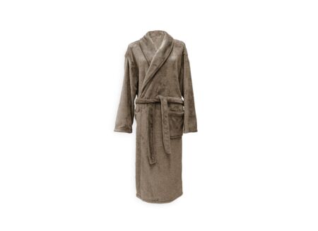 Badjas S flanel taupe